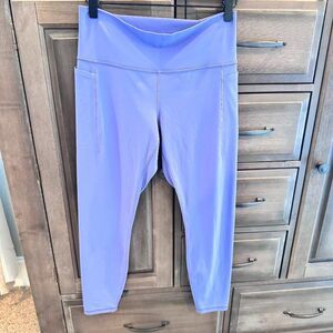 Athleta Transcend Stash Tight Leggings Purple Periwinkle L High Rise 7/8 Length